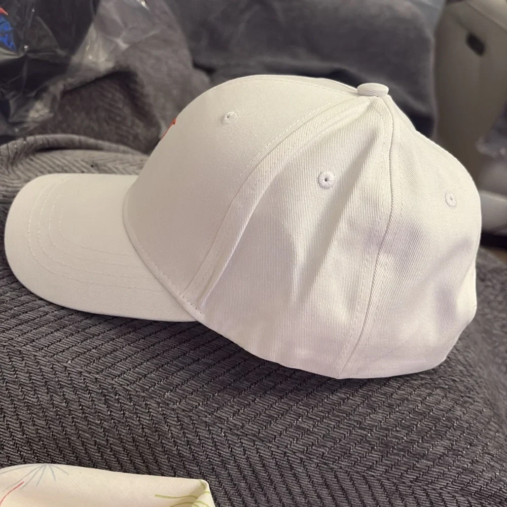 White Men's Cap with Orange Logo - Picture 5 of 5